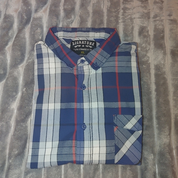 Levi's Signature Blue and Red Casual Button Down Shirt, Size XL NWOT - Picture 7 of 7